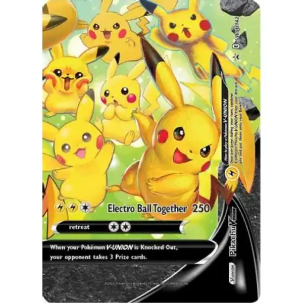 Pikachu V-Union - 4 Card Set - SWSH139 - SWSH140 - SWSH141 - SWS142 - Pokemon Celebration Black Star Promo Set