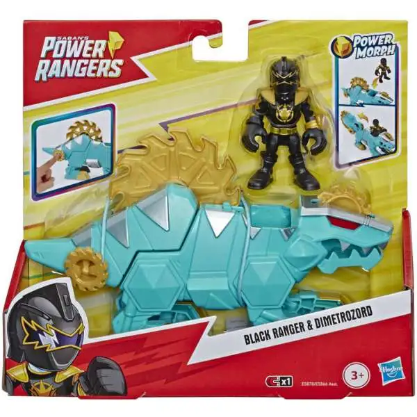 Power Rangers Playskool Heroes Black Ranger & Dimetrozord 3-Inch Figure Set