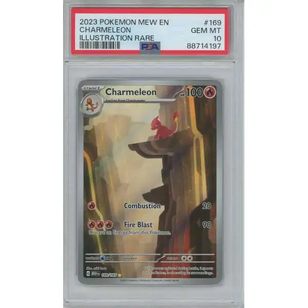 rare charmeleon card 2023 Pokemon 151 Illustration #169 PSA 10 Encased in a durable acrylic holder to highlight the vibrant artwork of this fan charmeleon rare card Charmeleon 005/165