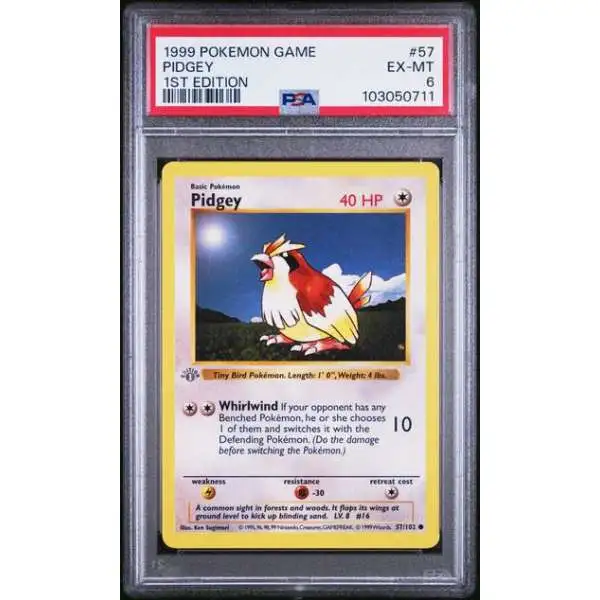 Nintendo Pokemon Trading Card Game Base Set Pidgey [1st Edition, Grey Stamp] [PSA 6]