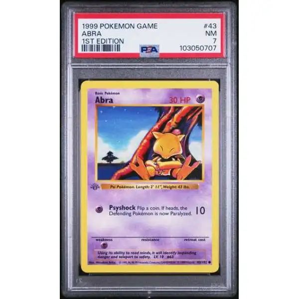 Nintendo Pokemon Trading Card Game Base Set Abra [1st Edition, Grey Stamp] [PSA 7]