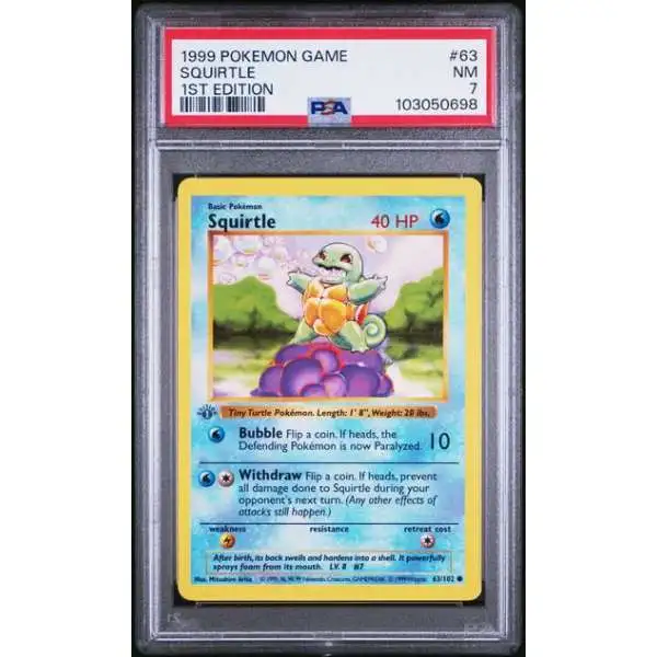 Nintendo Pokemon Trading Card Game Base Set Squirtle [1st Edition, Grey Stamp] [PSA 7]