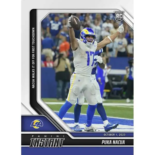 NFL Los Angeles Rams 2023 Panini Instant Football Puka Nacua #7 [Rookie, Walks it Off for First Touchdown]