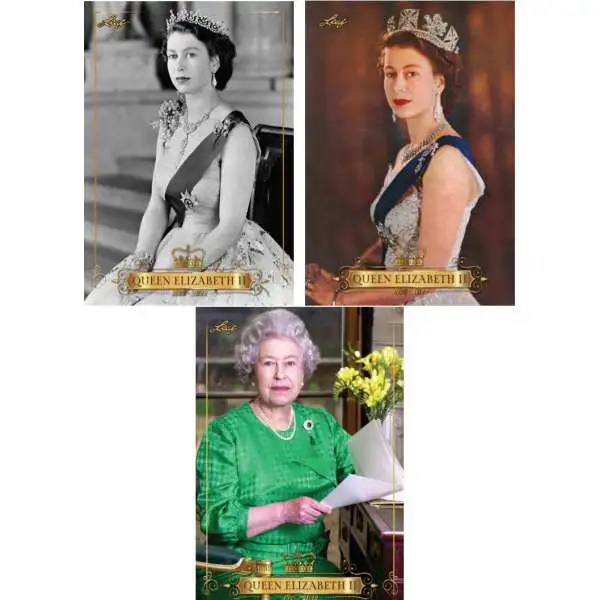 Leaf 2022 Remembrance Queen Elizabeth II Set of 3 Trading Cards