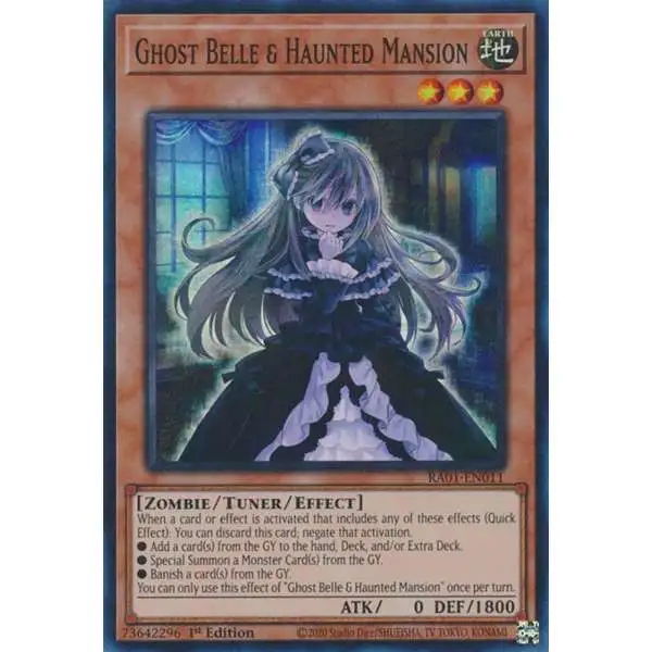 YuGiOh Trading Card Game 25th Anniversary Rarity Collection Quarter Century Secret Rare Ghost Belle & Haunted Mansion RA01-EN011