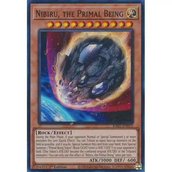 YuGiOh Trading Card Game 25th Anniversary Rarity Collection Secret Rare Nibiru, the Primal Being RA01-EN015