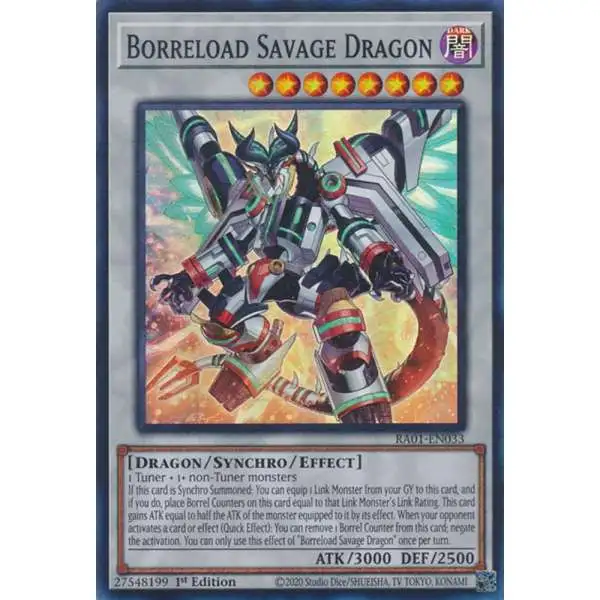 YuGiOh Trading Card Game 25th Anniversary Rarity Collection Quarter Century Secret Rare Borreload Savage Dragon RA01-EN033