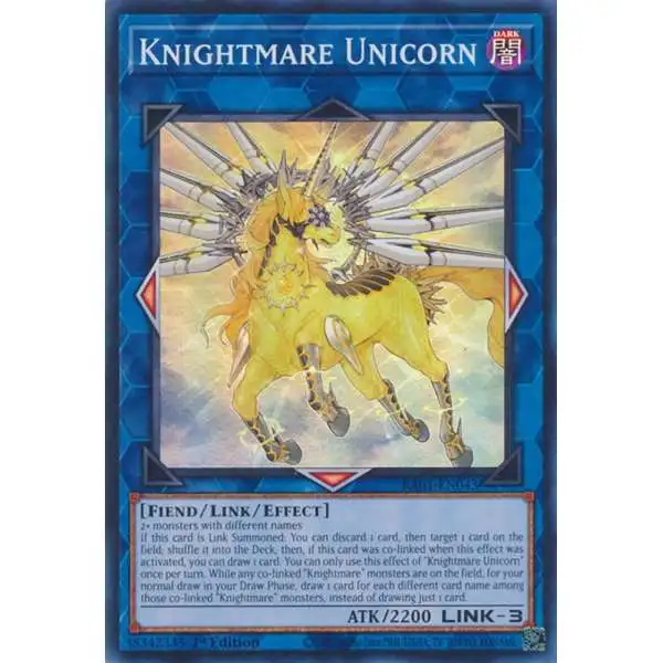 YuGiOh Trading Card Game 25th Anniversary Rarity Collection Prismatic Ultimate Rare Knightmare Unicorn RA01-EN043
