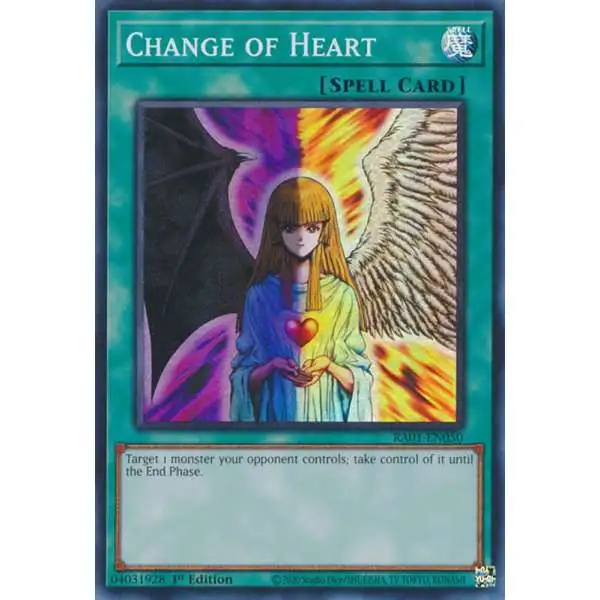 YuGiOh Trading Card Game 25th Anniversary Rarity Collection Ultra Rare Change of Heart RA01-EN050