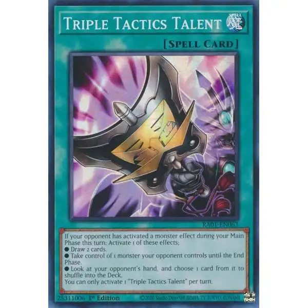 YuGiOh Trading Card Game 25th Anniversary Rarity Collection Quarter Century Secret Rare Triple Tactics Talent RA01-EN063