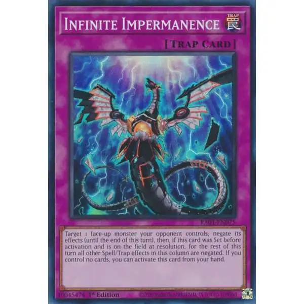 YuGiOh Trading Card Game 25th Anniversary Rarity Collection Platinum Secret Rare Infinite Impermanence RA01-EN075