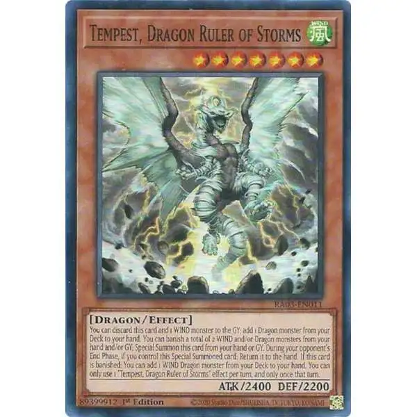 YuGiOh Trading Card Game Quarter Century Bonanza Secret Rare Tempest, Dragon Ruler of Storms RA03-EN011
