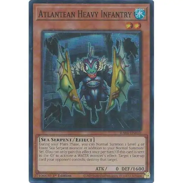 YuGiOh Trading Card Game Quarter Century Stampede Platinum Secret Rare Atlantean Heavy Infantry RA04-EN010