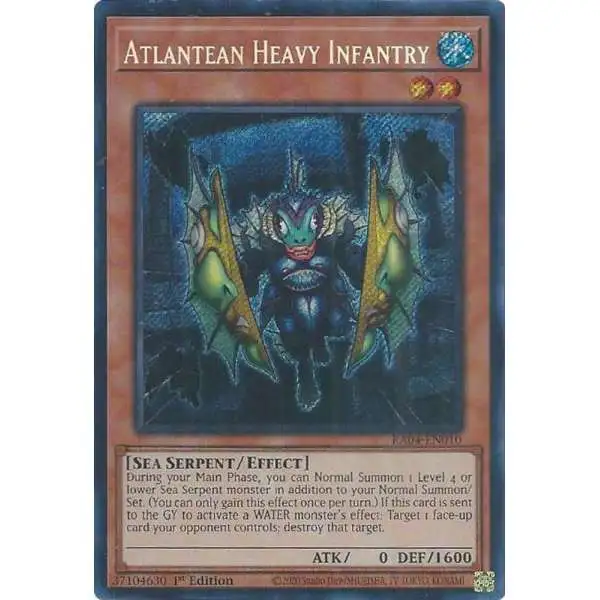 YuGiOh Trading Card Game Quarter Century Stampede Secret Rare Atlantean Heavy Infantry RA04-EN010