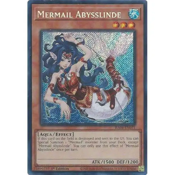 YuGiOh Trading Card Game Quarter Century Stampede Secret Rare Mermail Abysslinde RA04-EN011