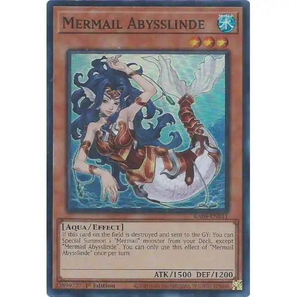YuGiOh Trading Card Game Quarter Century Stampede Super Rare Mermail Abysslinde RA04-EN011