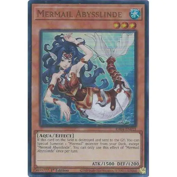 YuGiOh Trading Card Game Quarter Century Stampede Ultra Rare Mermail Abysslinde RA04-EN011
