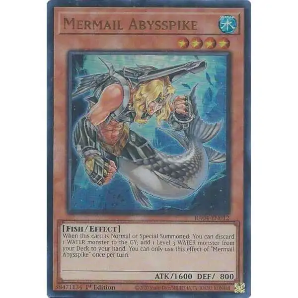 YuGiOh Trading Card Game Quarter Century Stampede Ultra Rare Mermail Abysspike RA04-EN012