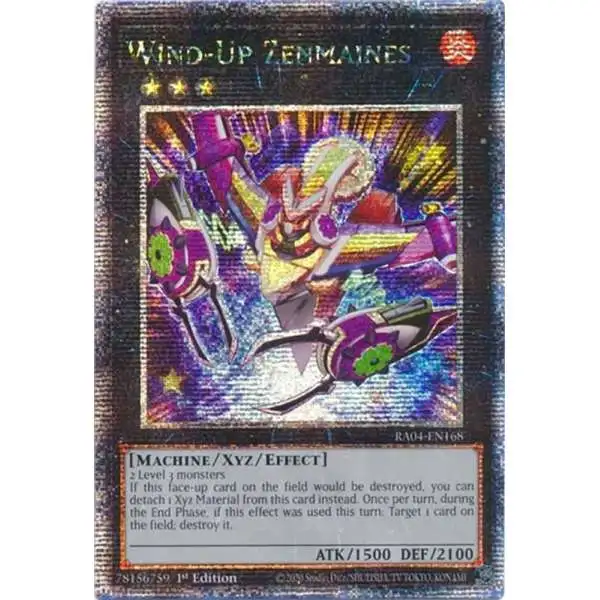 YuGiOh Trading Card Game Quarter Century Stampede Quarter Century Secret Rare Wind-Up Zenmaines RA04-EN168