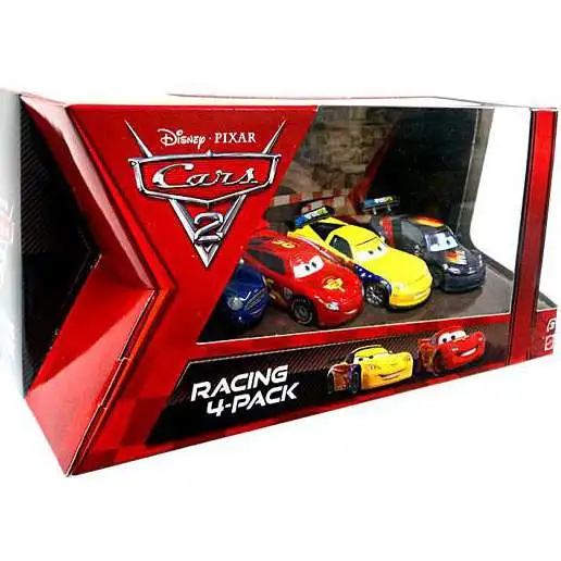 Disney / Pixar Cars Cars 2 Racing 4-Pack McQueen, Gorvette, Schnell & Del Cooper Exclusive Diecast Car Set