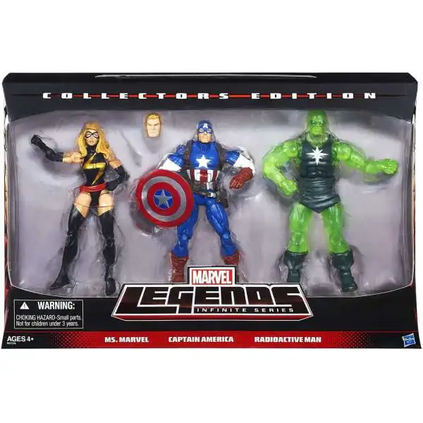 Marvel Legends Infinite Series Ms. Marvel, Captain America & Radioactive Man Exclusive Action Figure 3-Pack