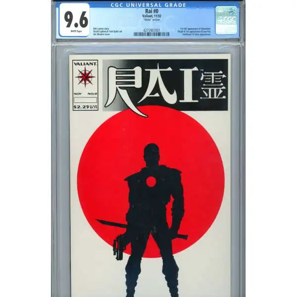 Valiant Comics Rai #0 1992 Comic Book [Matte Version] [CGC 9.6]