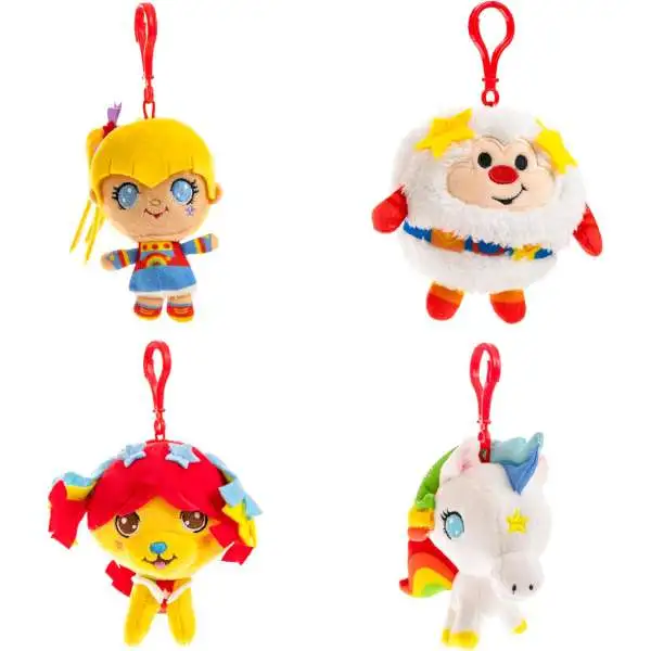 CheeBee Rainbow Brite, Twink, Starlite & Puppy Brite 3.5-Inch Set of 4 Plush Backpack Clips