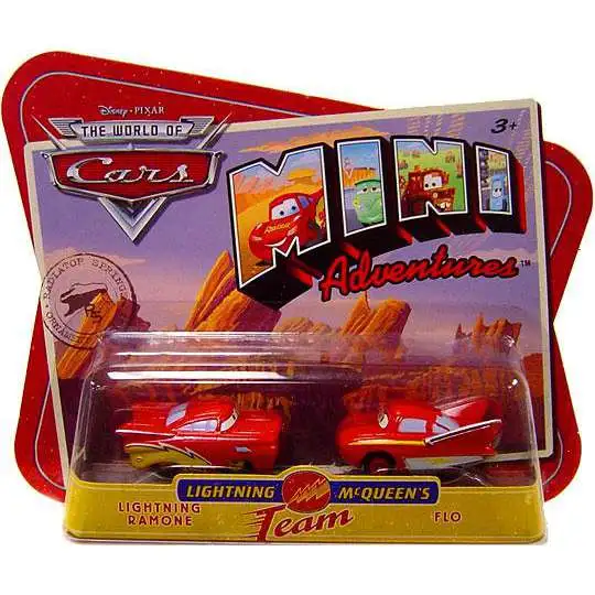 Disney / Pixar Cars The World of Cars Mini Adventures Lightning Ramone & Flo Plastic Car 2-Pack [Lightning McQueen's Team]
