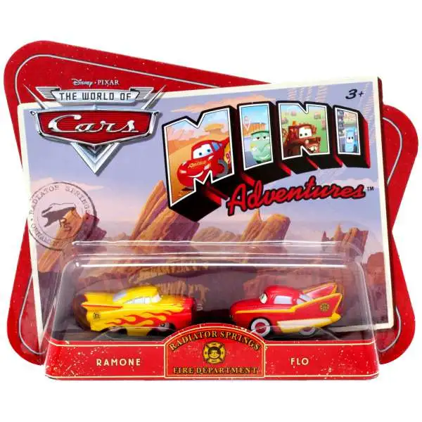 Disney / Pixar Cars The World of Cars Mini Adventures Radiator Springs Fire Department Plastic Car 2-Pack [Ramone & Flo]