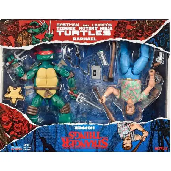 Teenage Mutant Ninja Turtles Stranger Things Raphael & Hopper Exclusive Action Figure 2-Pack [Upside Down Remix, Damaged Package]