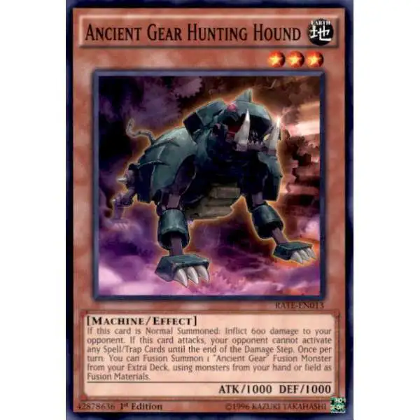 YuGiOh Raging Tempest Common Ancient Gear Hunting Hound RATE-EN013