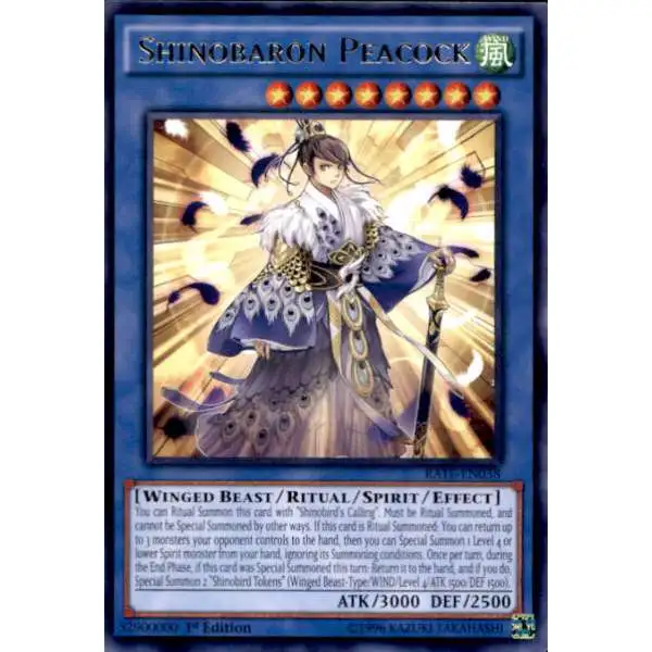 YuGiOh Raging Tempest Rare Shinobaron Peacock RATE-EN038