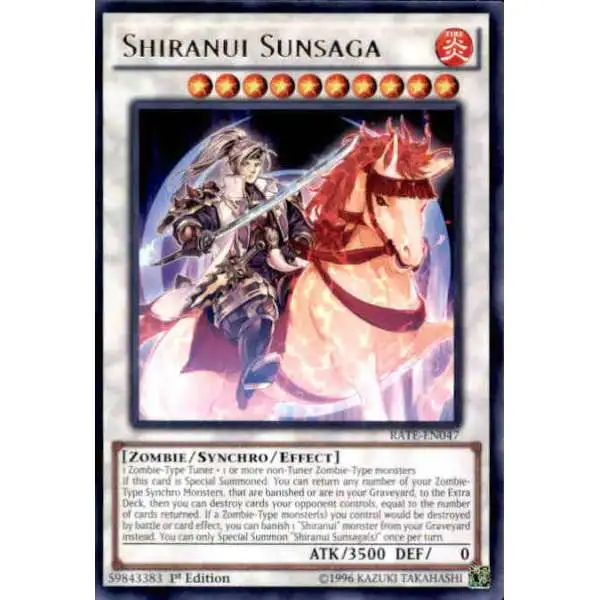 YuGiOh Raging Tempest Rare Shiranui Sunsaga RATE-EN047