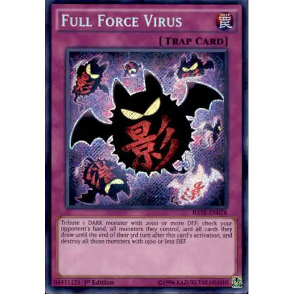 YuGiOh Raging Tempest Secret Rare Full Force Virus RATE-EN078