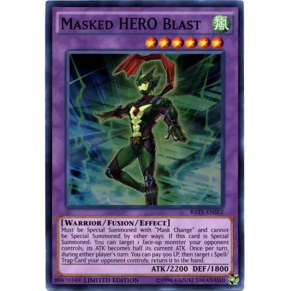YuGiOh Raging Tempest Super Rare Masked HERO Blast RATE-ENSE2