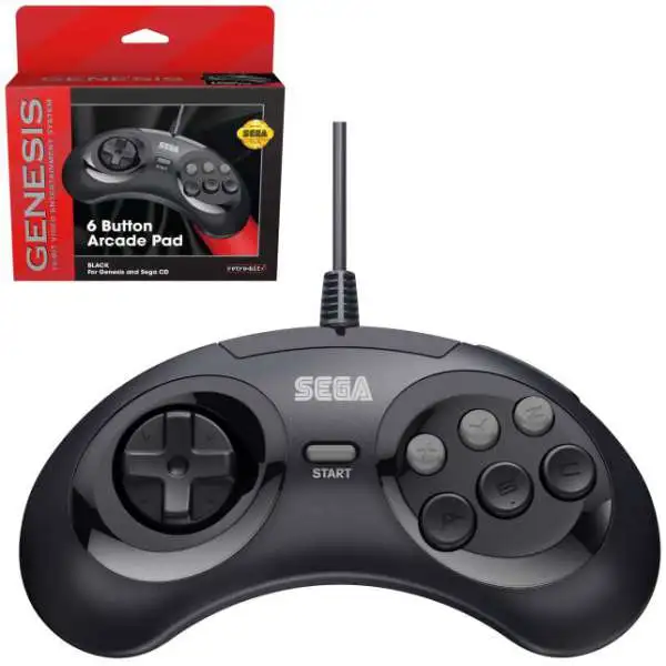 Sega Genesis 6-Button Arcade Pad Controller [Black]