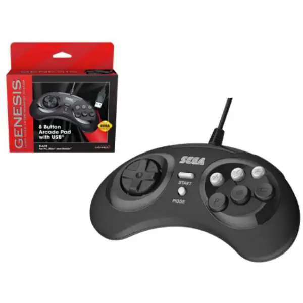 Sega Genesis 8-Button USB Port Controller [Black]