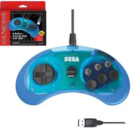 Sega Genesis 6-Button USB Port Controller [Clear Blue]