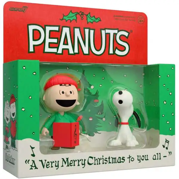 Peanuts ReAction Charlie Brown and Snoopy Action Figure 2-Pack [Christmas Caroling]