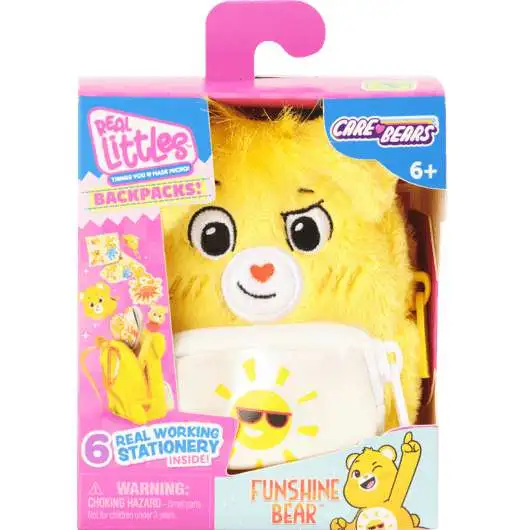 Care Bears Real Littles Backpacks! Funshine Bear Pack [1 Mini Backpack & 6 Stationary Surprises]