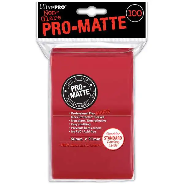 Ultra Pro Card Supplies Non-Glare Pro-Matte Red Standard Card Sleeves [100 Sleeves]