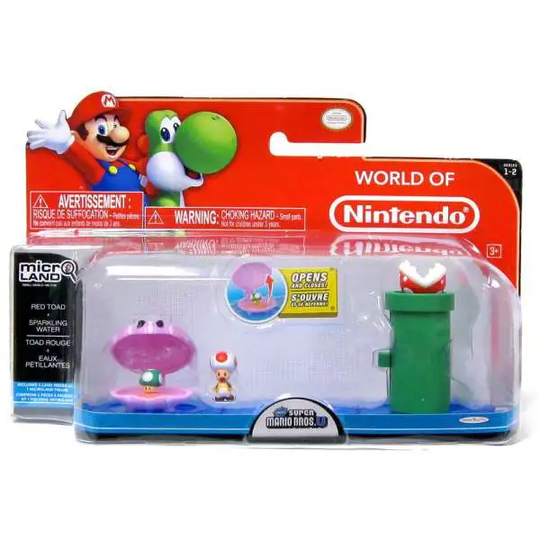 World of Nintendo New Super Mario Bros. U Micro Land Playset Red Toad & Sparkling Water Playset