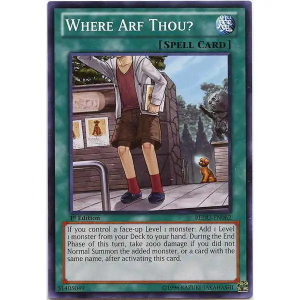 YuGiOh Trading Card Game Return of the Duelist Common Where Arf Thou? REDU-EN062