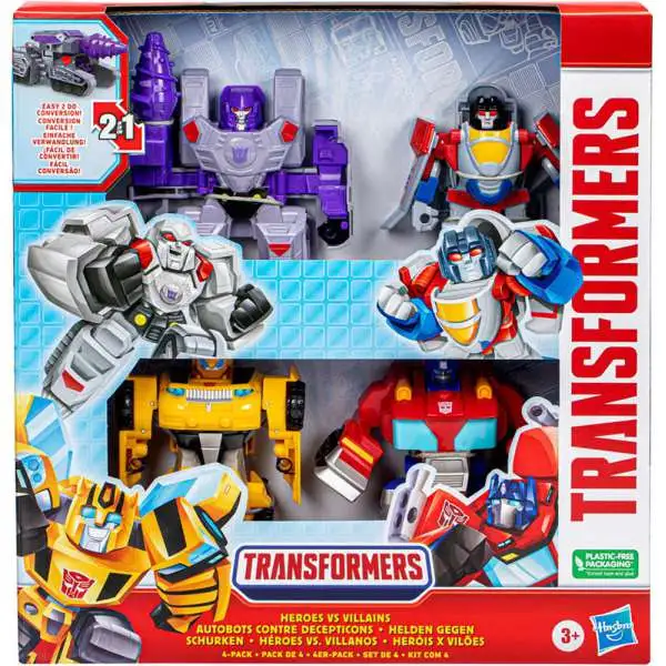 Transformers Rescue Bots Academy Optimus Prime, Bumblebee, Megatron & Starscream 4.5" Action Figure 4-Pack [Heroes Vs. Villans]