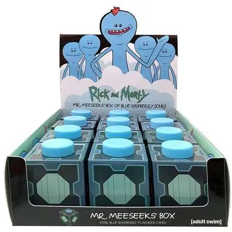 Rick & Morty Meeseeks Blue Raspberry Sours Box Of 12 Candy Tins