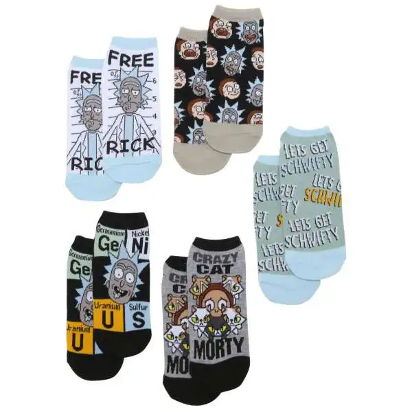 Rick & Morty No Show Socks 5-Pack Apparel