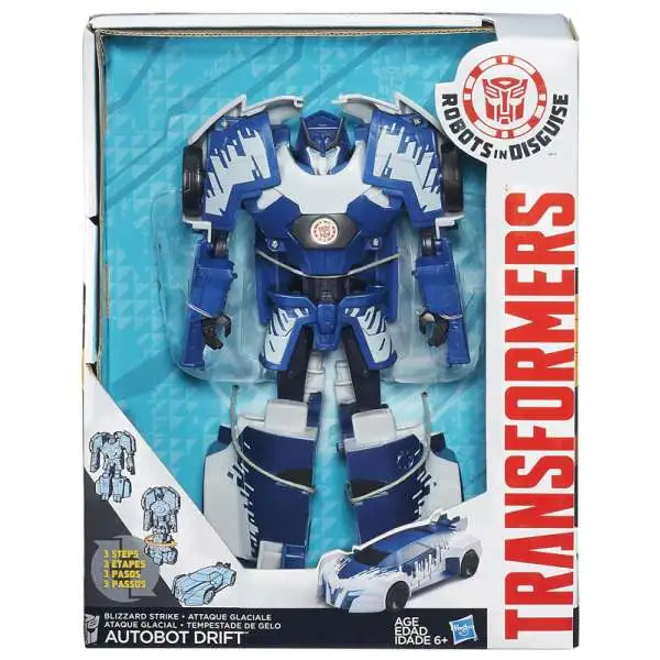 Transformers Robots in Disguise Hyper Change Heroes Blizzard Strike Autobot Drift 10" Action Figure [3-Step Changer]