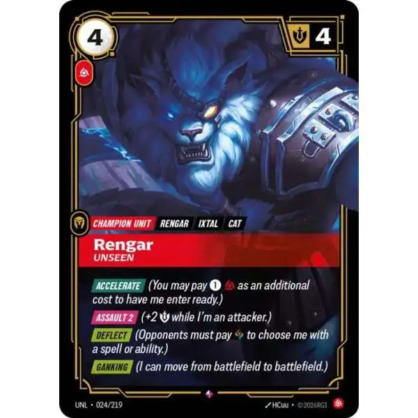 Riftbound: League of Legends Trading Card Game Unleashed Rare Rengar - Unseen #024