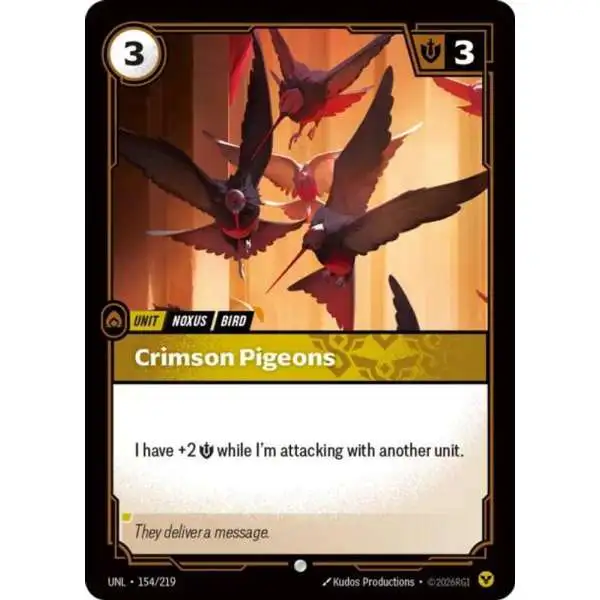 shiny pokemon found league card Riftbound of Legends Trading Game Unleashed Single Card Common Crimson Pigeons 154 Colorless Artist Dialga (3/95) - Call of