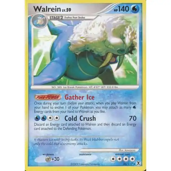 Pokemon Platinum Rising Rivals Rare Walrein #36